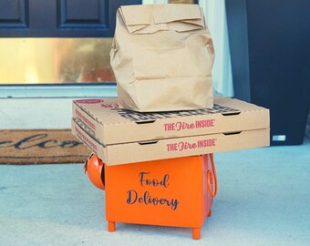 Animal shaped Outdoor Delivery Box (Dog, Cat, Cow) Metal & Wood Table Drop Box Modern Rustic Sturdy Deliveries Food Groceries Home Decor