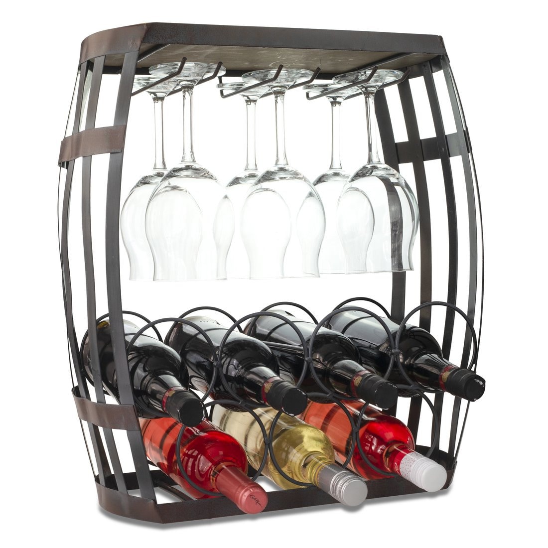 Wine Bottles & Glass Rack Metal Storage Tabletop Free Standing Etsy