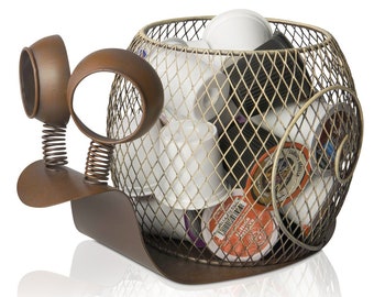 Coffee K-Cup Holder Snail Design Storage Basket - Gifts for Snail Lovers Vintage Unique Metal Tea Pods Organizer Container - Holds 25