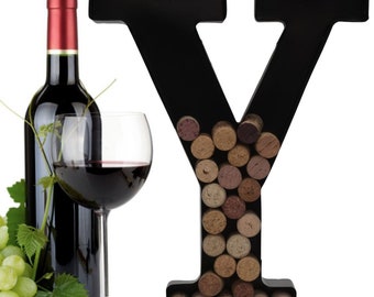 Personalized Wine Cork Holder Letter V Alphabet Shape Letra Abecedario Metal Vintage Modern Home Decor - Wall Mount Kit Included (2 Sizes)