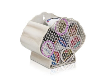 Coffee K-Cup Holder White Clam Design Storage Basket - Nautical Gifts Beach Vintage Unique Metal Tea Pods Organizer Container - Holds 25