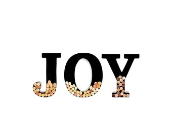 JOY Personalized Wine Cork Holder 3 Letter Bundle Alphabet Abecedario Metal Vintage Modern Home Decor - Wall Mount Kit Included (2 Sizes)