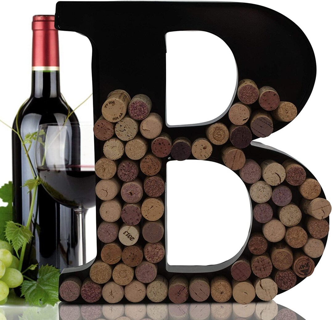 Personalized Wine Cork Holder Letter B Alphabet Shape Letra Abecedario