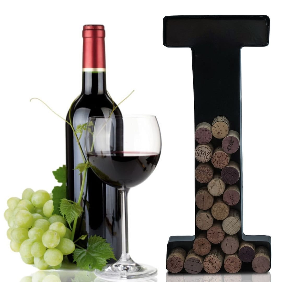 Personalized Wine Cork Holder Letter I Alphabet Shape Letra Abecedario