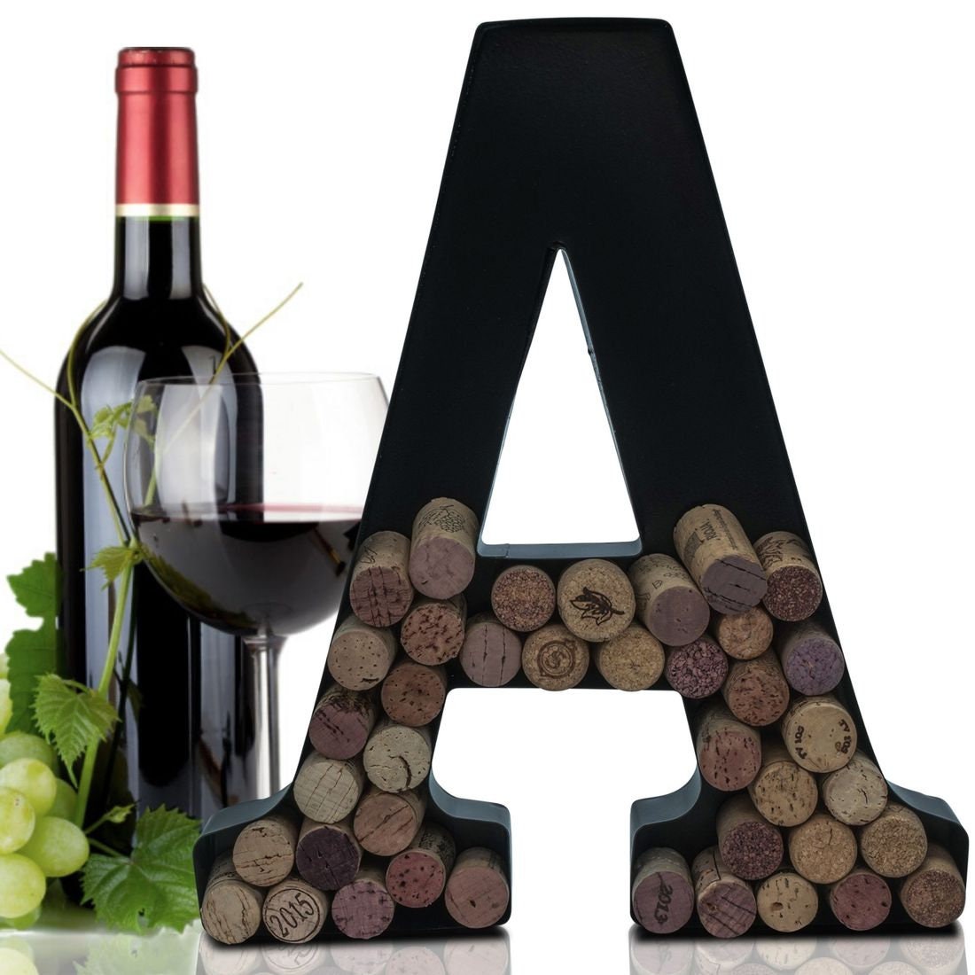 S Metal Letter Wine Cork Keepsake Saver & Holder Monogram w/Free Wall Mount Kit A-Z, 