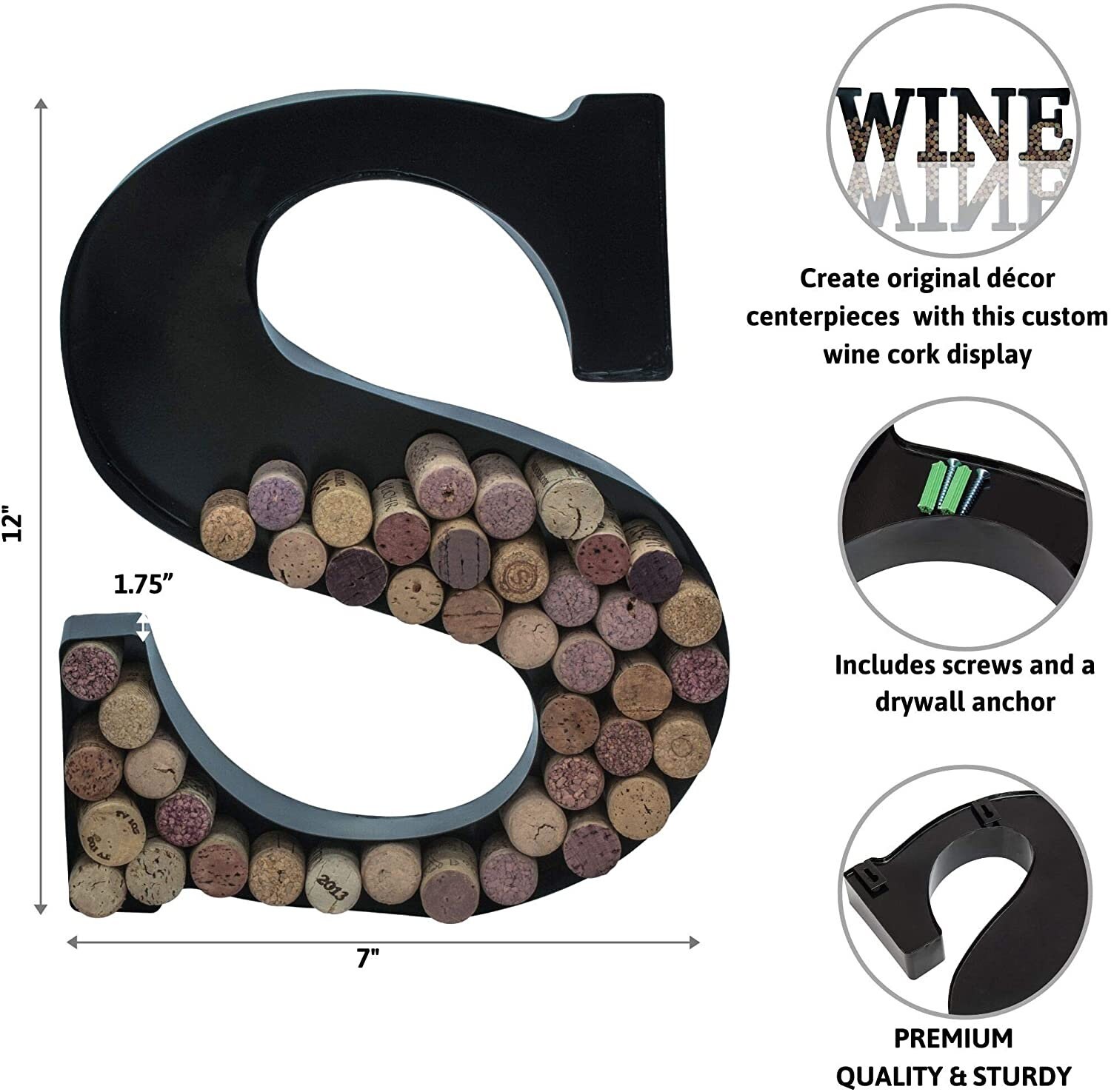 Personalized Wine Cork Holder Letter S Alphabet Shape Letra Etsy