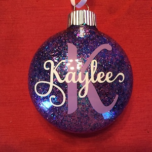 Personalized Glitter Christmas Disk Ornaments