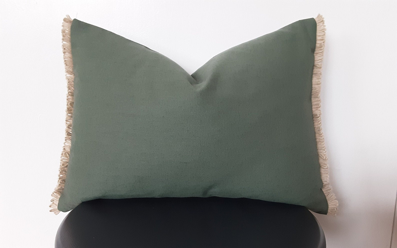 Green Linen and Cotton Blend Cushion Cover with a Natural Etsy