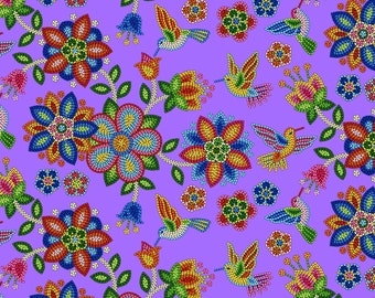 Tucson - Beaded Hummingbird - Bright Purple - Sold by the yard