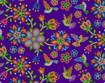 Tucson - Beaded Hummingbird - Purple - Sold by the yard