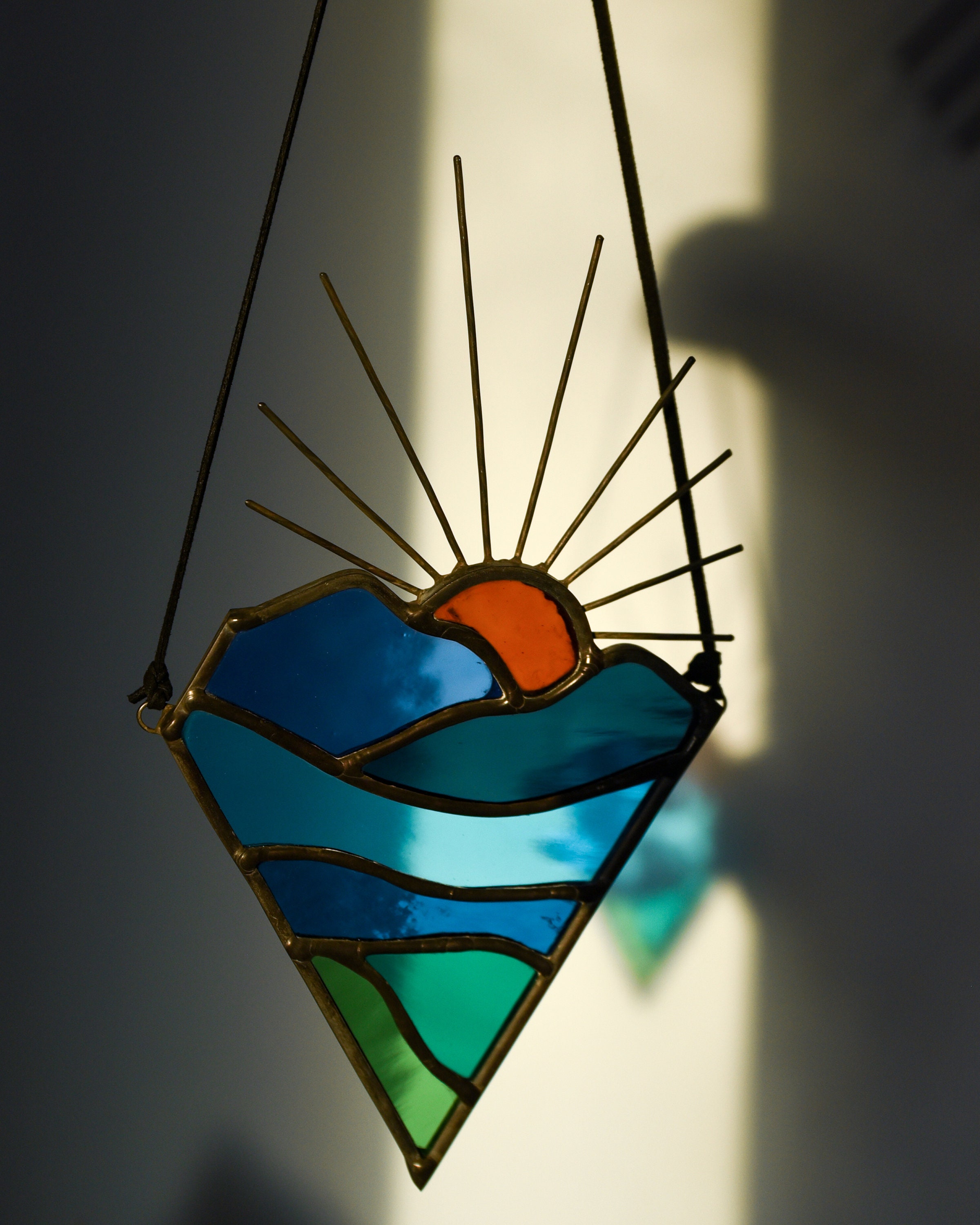 Stained Glass Mountain Suncatcher Mountain Art Gift Idea Etsy