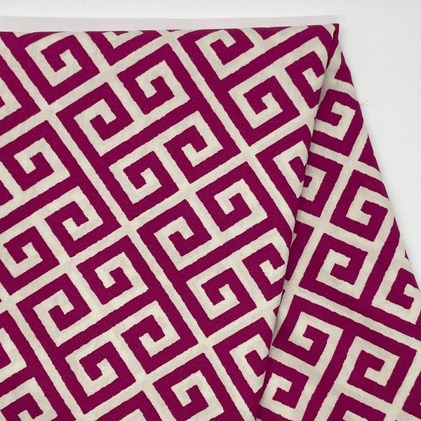 Greeka Fouxia-SKOPELOS Collection by Katarina Roccella for Art Gallery Fabrics- Dark Pink and White Greek Key Print on 100% premium cotton