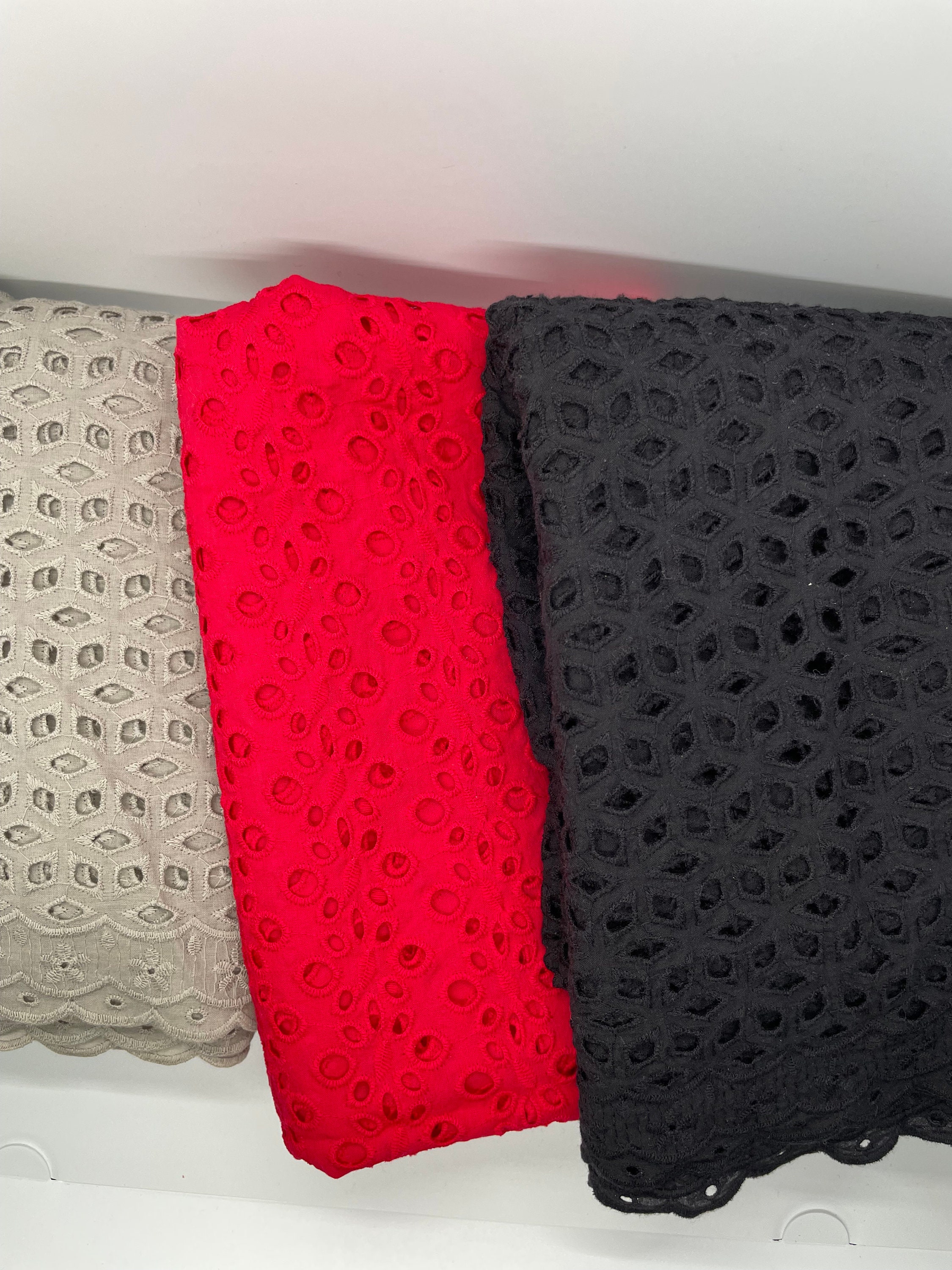 Gray eyelet sale fabric