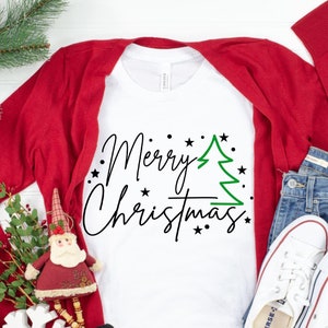 Frohe Weihnachten Geschenk Shirt, Feiertagsgrafik-T-Shirt, festliches T-Shirt, Frauen-Santa-Shirt, Weihnachts-Outfit, Weihnachtsparty-Top, Weihnachtsgeschenkidee