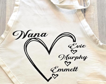 Custom Nana Apron: Personalized Grandkids Names, Cotton Twill  Grandkids Name Apron, Gift For Grandma Apron, Nana Apron, Grandma gift apron