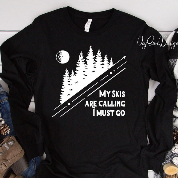 Ski Long sleeve for Men, Women's Skiing T shirts, Womens Shirt, Skier Gift, Shirt for Ski Trip, Winter Sports shirt,  Christmas Gift shirt