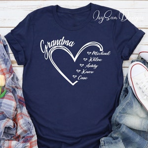 Custom Grandkids Name Shirt, Custom Grandma shirt, Grandma tshirt, Grandma Heart Tee, Gift For Grandma t-shirt, Nana shirt,Custom Mama shirt