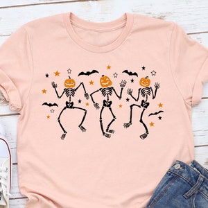 Camisa de Halloween esqueleto, camisa de calabaza de Halloween, camisa de calabaza, camisa de otoño, camisa de esqueleto bailando, camisas de otoño para mujeres, camiseta de calabaza bailando
