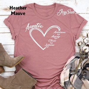 Custom Auntie shirt,  Auntie Heart Shirt, Auntie shirt, Auntiekids Name Shirt, Gift For Auntie t-shirt, Nana shirt, Grandma shirt,mimi shirt