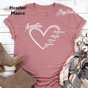 Custom Auntie shirt,  Auntie Heart Shirt, Auntie shirt, Auntiekids Name Shirt, Gift For Auntie t-shirt, Nana shirt, Grandma shirt,mimi shirt