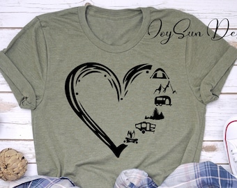 Camping Heart Unisex Shirt, Adventure Lover Gift