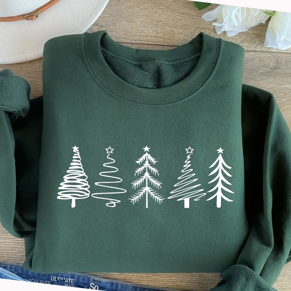 Christmas Tree Sweater, Christmas Sweatshirt, Christmas Crewneck, Christmas Tree Hoddies, Holiday Sweaters for Women, Winter Sweatshirt