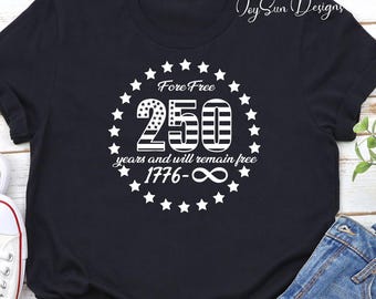 United States of America 250th Anniversary Shirt, Fore free 250 Patriotic Bald Eagle T-Shirt, 1776 USA Independence Tee, Usa Flag Shirt