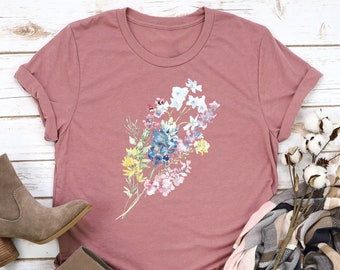 Wild Flowers Shirt, flowers Shirts, Wildflower Tshirt, Floral Shirts, Floral Tshirt, Wildflowers, Womens Tees, Ladies Shirts, Gift for Her