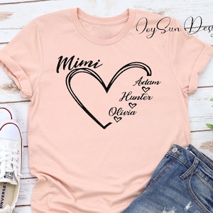Custom Mimi shirt, Mimi Heart Shirt, Mimi shirt, Grandkids Name Shirt, Gift For Mimi t-shirt, Nana shirt, Grandma shirt