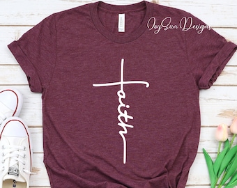 Faith T-shirt, Vertical Cross, shirt Jesus Christian Shirt, Faith gift tee, Faith Cross, Religious Shirt, Church shirt Disciple, Love,Grace,