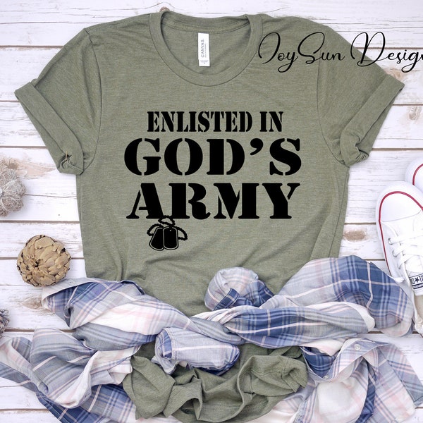 Enlisted in God's Army Shirt, veteran shirt, Solders tshirt, military shirt,dog tags shirt, Jesus tshirt ,Army shirt