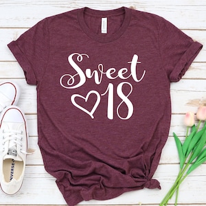 Sweet Eighteen Birthday Shirt. 18th Birthday Shirt. Custom Birthday date. Gift for Daughter. Gift for Grand Daughter. Gift for Girlfriend