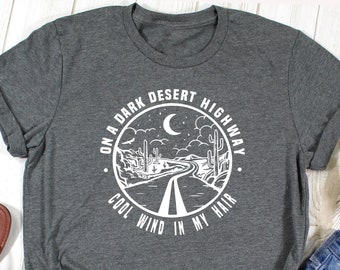 Camisetas de Dark Desert Highway, camisetas de aventura, camisetas de camping, camisetas de carretera, camisetas de viaje, camisetas de desierto, camisetas de flores silvestres