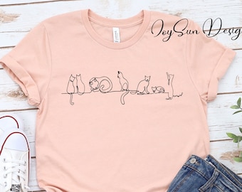 Maglietta Love Cat, Maglietta Cat Line, Maglietta per amanti degli animali, Maglietta Pet Love / Maglietta Cat / Maglietta Cute Cat / Maglietta regalo / Maglietta Love. Maglietta Cat