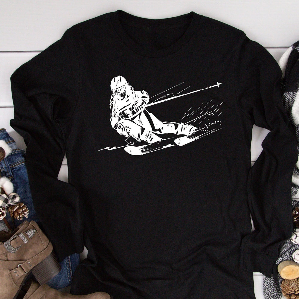 Shirtless Style Ski Long Sleeve, Ski Season Shirt, Winter Sports Long Sleeve , Snow Trip Long Sleeve, Ski Gift Shirt, Skiing Gift Long Sleeve, Skier Teacher