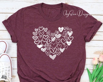 Minimalist Hearts Shirt, Heart Love Shirt, Girls Shirt, Valentines Shirt, Womens Shirt, Hearts Love Gift Shirt, Hearts Tee, Hearts Love tee