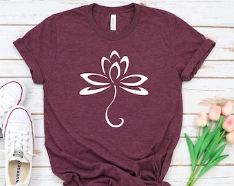 Women Lotus Flower Shirt, Flower shirt, Minimalist Pattern, Minimalist Tee, Gift for Mom, Flower T-shirt, Flower Silhouette Mandala Shirt