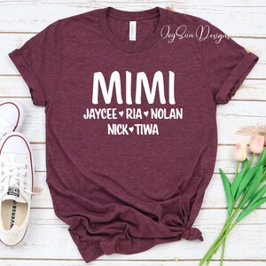 Personalized Mimi T-shirt, With Grandkids Names - Gift For Mimi - Mother&#39;s Day Gift Idea - Mimi T-shirt, Mimi Shirt, Mimi tee Custom Mimi