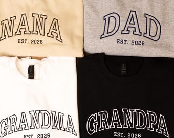 Custom family embroidery sweatshirt, Embroidered Sweater New Grandma est Personalized dad Sweatshirt, Minimalist sweatshirt Gift Mothers Day
