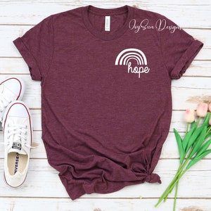 Rainbow Hope Tshirt, Minimalist Hope Shirt, Women&#39;s Shirt, Gift For Friend, For Her, Mom Gift, Positivity, Positive, Empower Hopeful gift