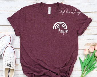 T-shirt espoir arc-en-ciel, chemise espoir minimaliste, chemise femme, cadeau pour amie, pour elle, cadeau maman, positivité, positif, cadeau plein d'espoir