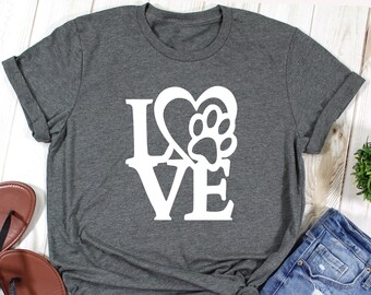 Love Paw Shirt, Dog Paw Shirt,Dog shirt, Pet Lover Shirt, Dog Lover Shirt, Paw Prints Shirt, Gift for Dog Lover, Dog Mom Shirt