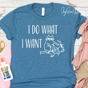 Maglietta con gatto pazzo, &quot;Faccio quello che voglio&quot;, maglietta con gatto, regalo per amanti dei gatti, maglietta con gatto divertente, regalo per lei, maglietta per amanti degli animali, regalo per amanti dei gatti