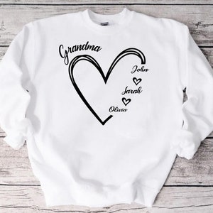 Grandkids Name Crewneck, Grandma Custom Sweatshirt, Grandma Sweatshirt, Grandkids Name Sweater, Gift For Grandma, Women's Sweatshirt