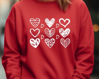 Valentine's Day Love Sweatshirt, Valentines Hearts Sweatshirt, Couple Sweatshirt, Teacher Valentine Sweat, Women Sweat for Valentine's Day
