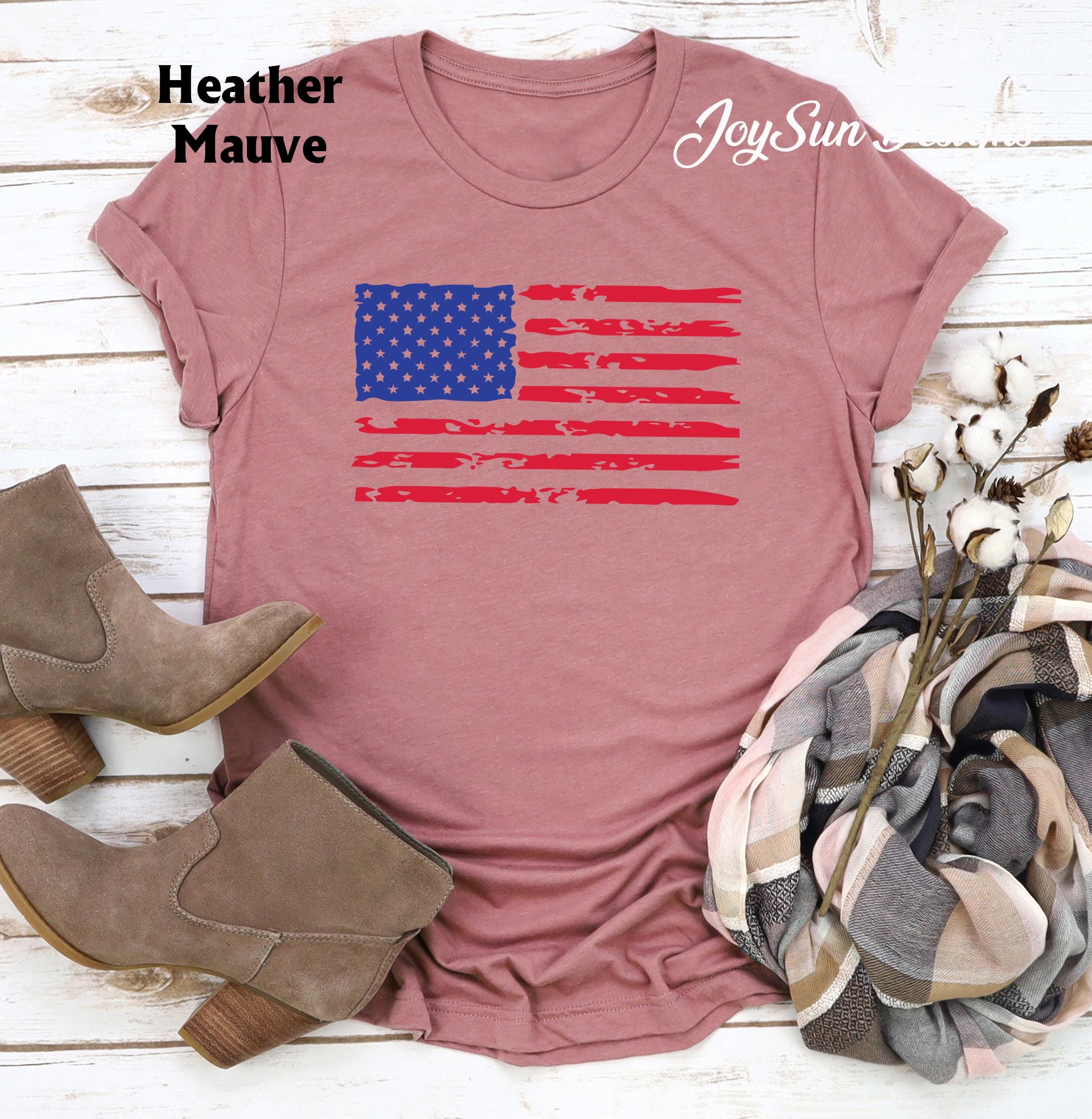 Women's USA Flag Off Shoulder Top - Patriotic Tee For 4th Of July, Distressed Star & Stripes Design - View #7