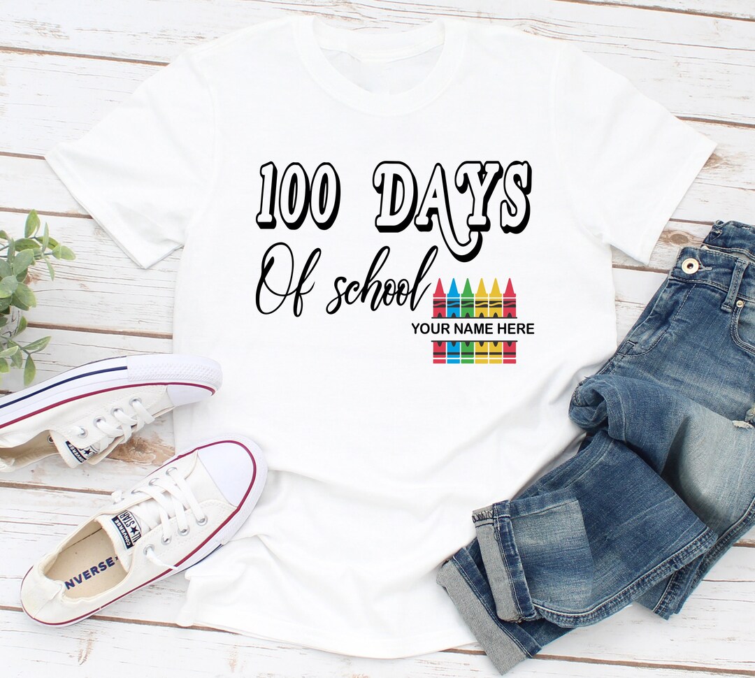 100 Days of School Shirts, Custom Teacher Name 100th Day Shirts, Funny