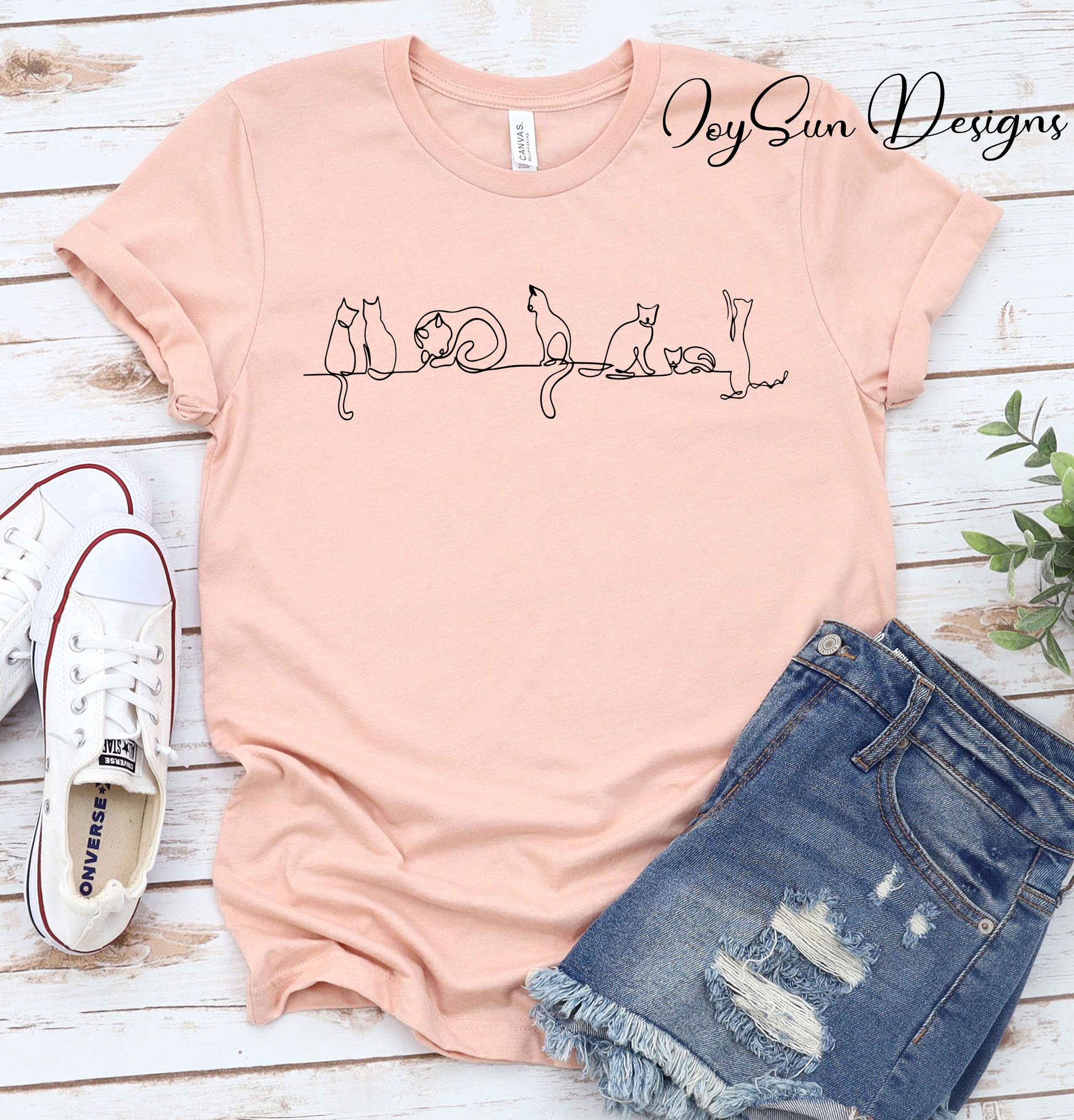 Love Cat Shirt, Cat Line Shirt, Animal Lover T-shirt, Pet