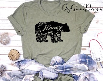 Honey Bear Shirt, Custom Bear T-Shirt, Family Bear gift, Mothers Day Gift mama bear, mimim bear, grandma bear