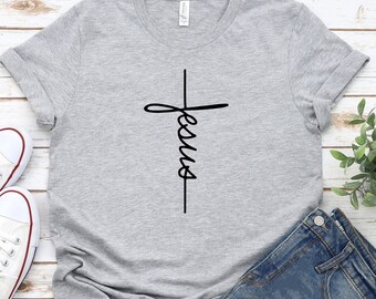 Cross Shirt - Faith T-shirt, Jesus Shirt, Christian Shirt, Faith Shirt, Vertical Cross, Faith Cross, Religious Shirt, Church Shirt, Disciple